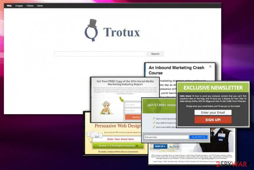Screenshot of Trotux: browser hijacker
