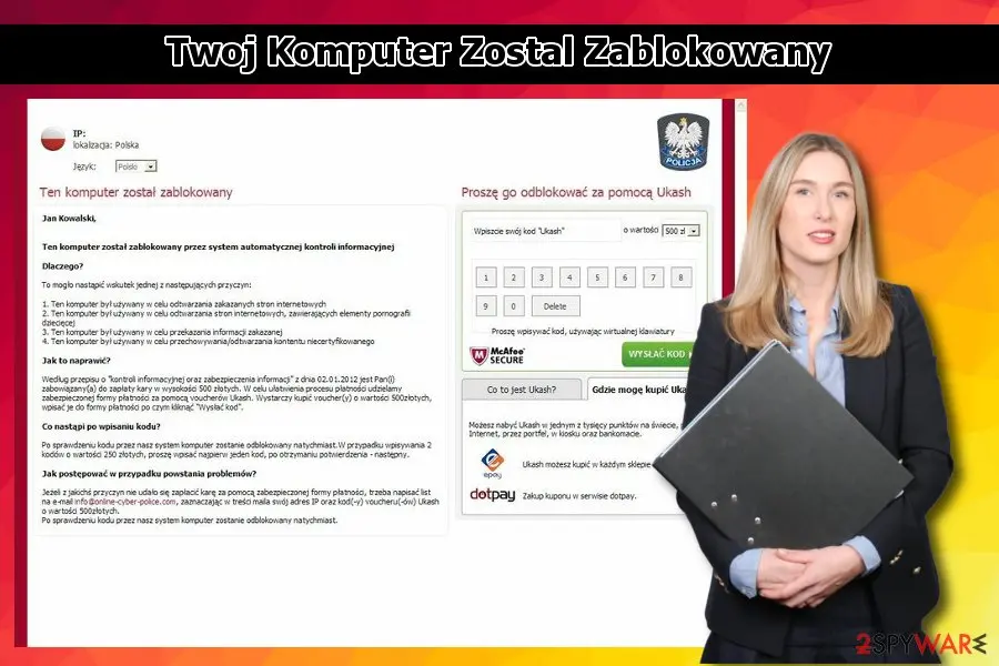 Twoj Komputer Zostal Zablokowany virus: screenshot