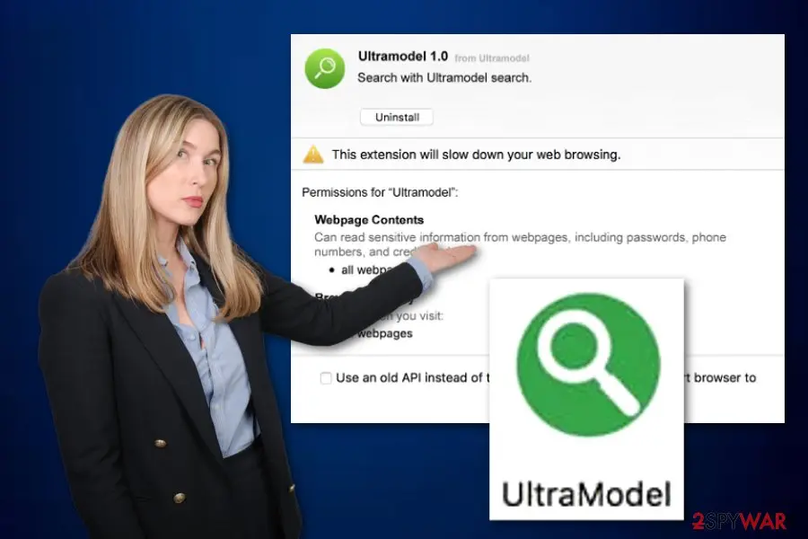 Screenshot of UltraModel: adware