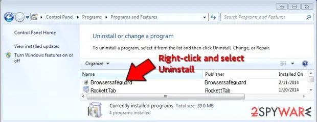 Rocket Tab: uninstall virus