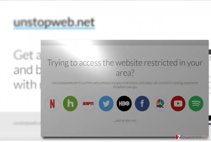 Screenshot of Unstopweb.net ads: unstopweb1
