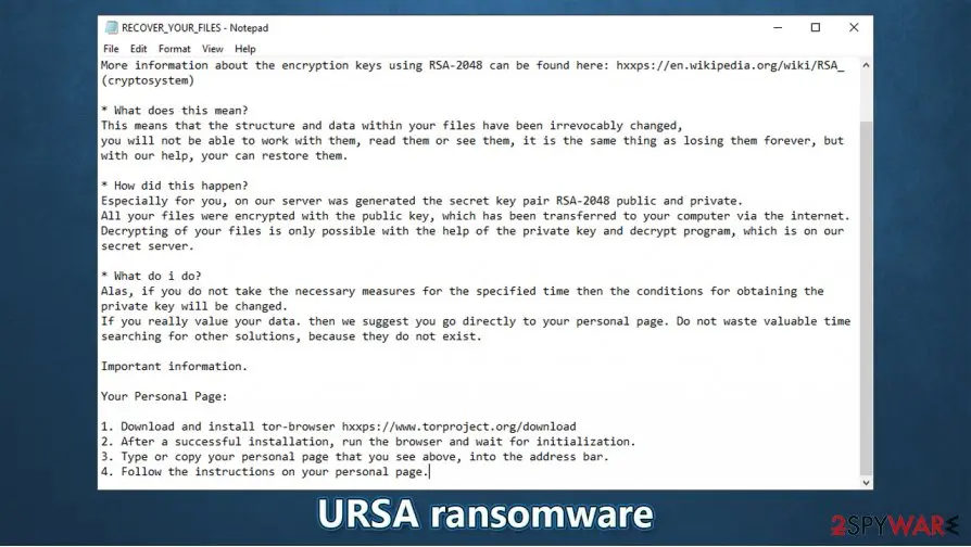 URSA ransomware, Ursa 1.0: ursa ransomware file locking virus