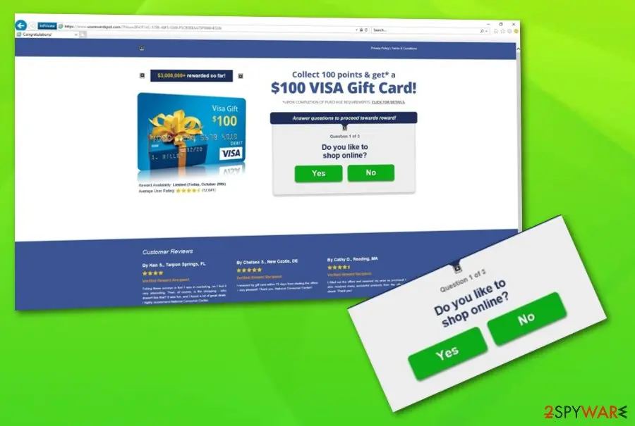 Screenshot of Usarewardspot: com adware