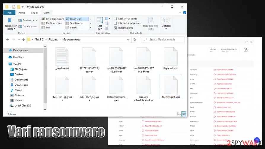 Vari ransomware: encrypted files