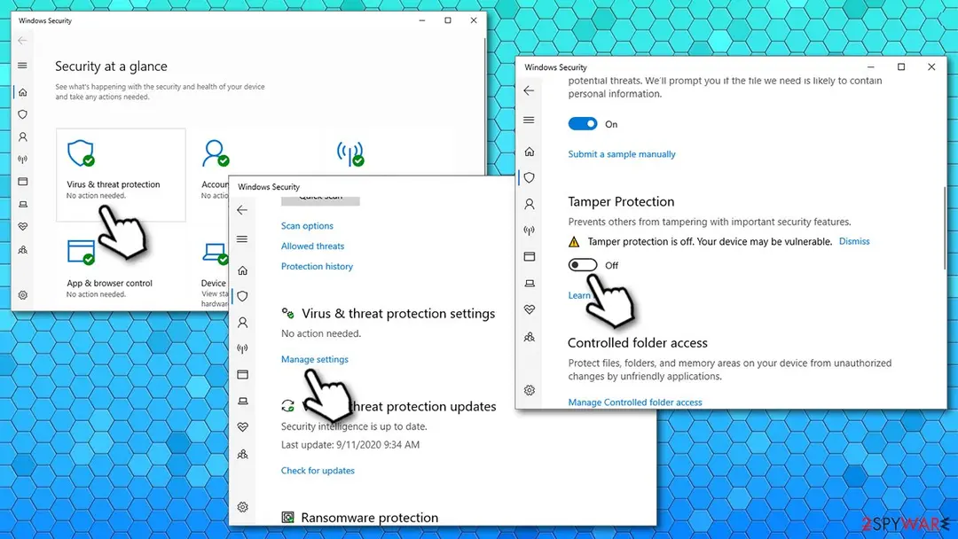 VirTool:Win32/DefenderTamperingRestore: virtool win32 defendertamperingrestore disable tamper protection to stop false positive