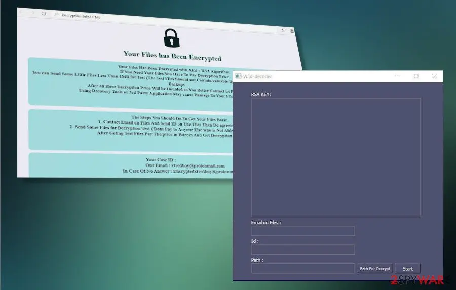 Screenshot of Void ransomware: decryptor