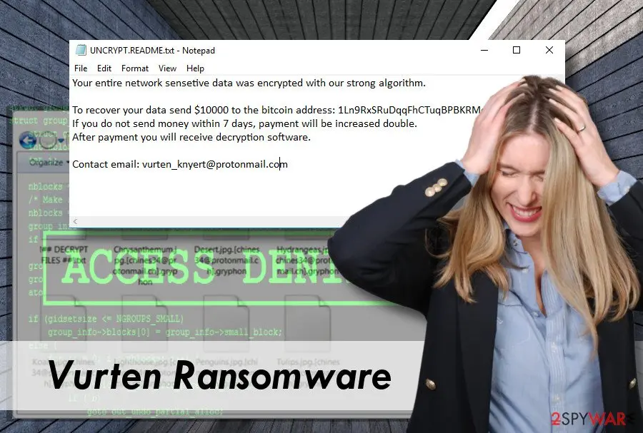 Screenshot of Vurten ransomware: virus