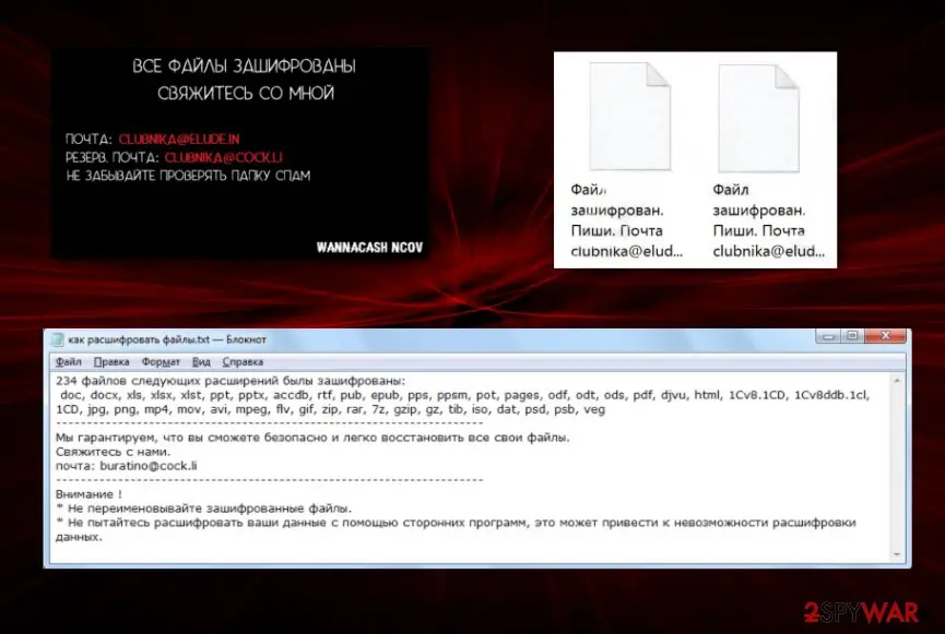 Screenshot of WannaCash: ransomware 2020