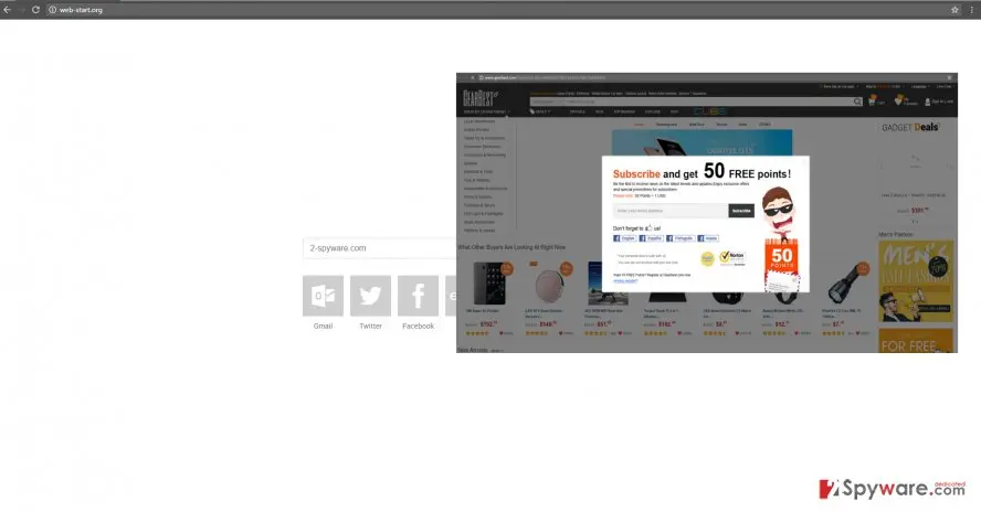 Screenshot of Web: start