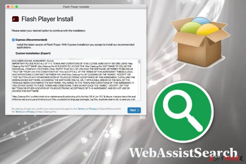Screenshot of WebAssistSearch: virus