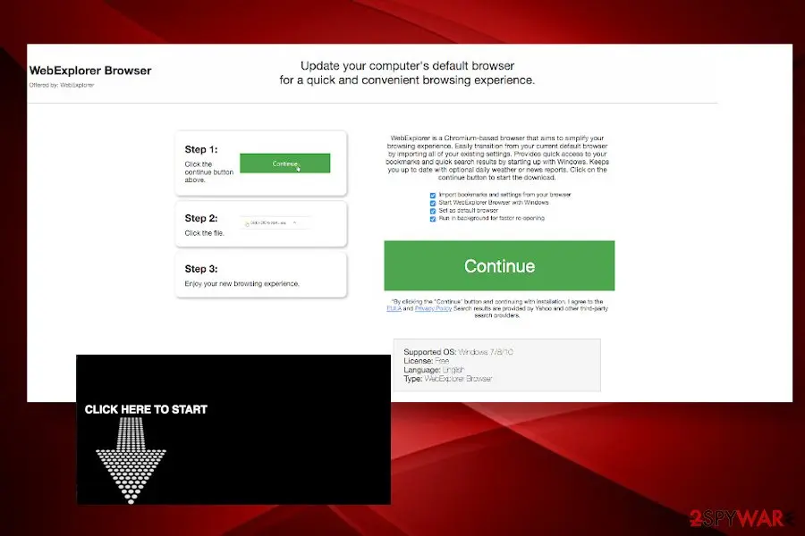 Screenshot of WebExplorer virus: screenshot