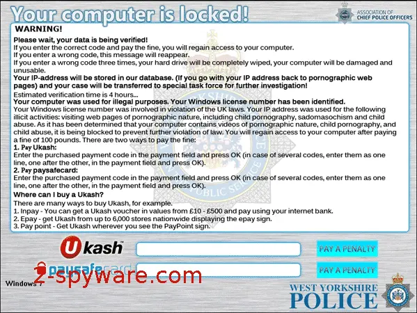 West Yorkshire Police Ukash: screenshot