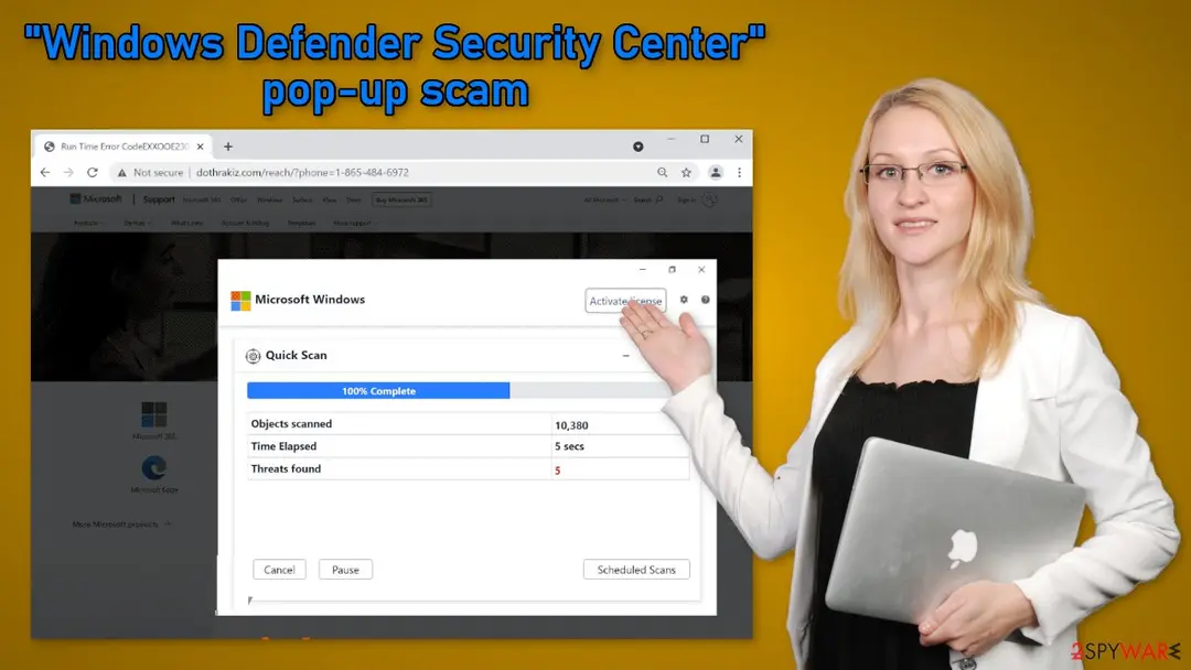 Windows Defender Security Center: pop up scam