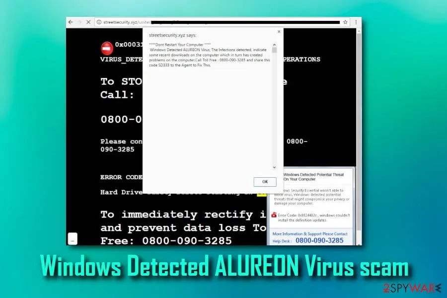 Alureon virus: windows detected scam fake alert
