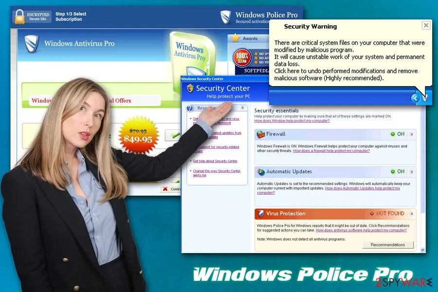 Windows Police Pro: malware virus fake alerts