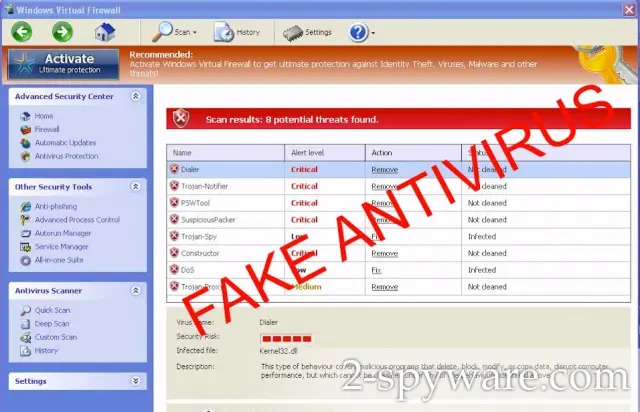 Windows Virtual Firewall: screenshot