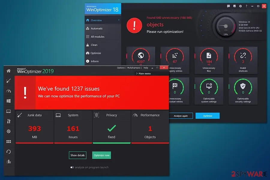 Ashampoo WinOptimizer: winoptimizer fake alerts