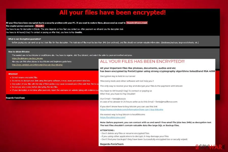 Screenshot of XINOF ransomware: screenshot