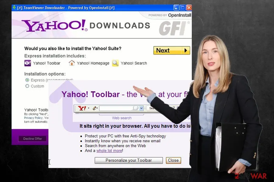 Screenshot of Yahoo Toolbar: removal