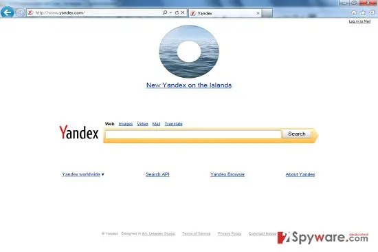 Yandex Toolbar redirect: screenshot