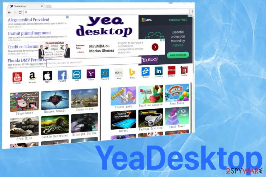 Screenshot of YeaDesktop: browser hijacker