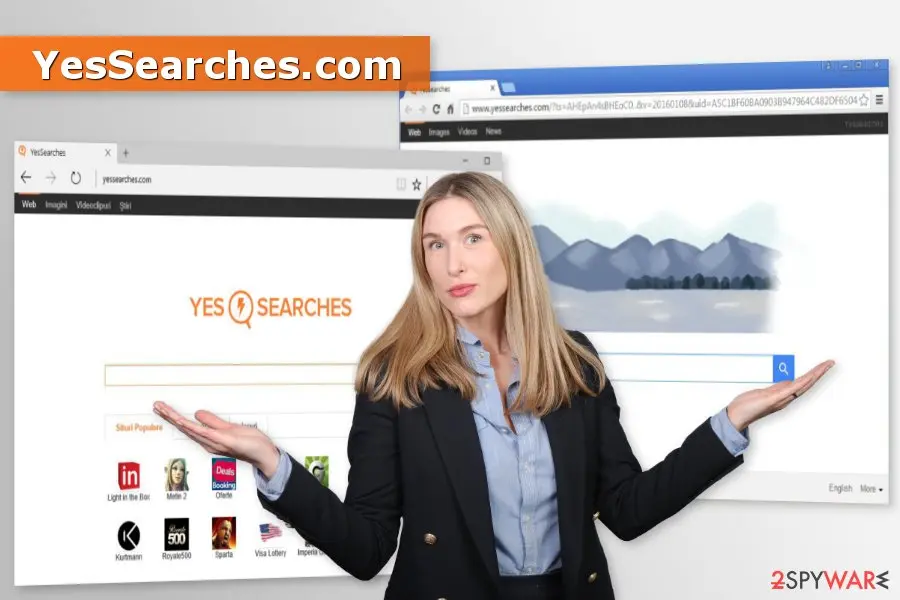 Screenshot of YesSearches: browser hijacker
