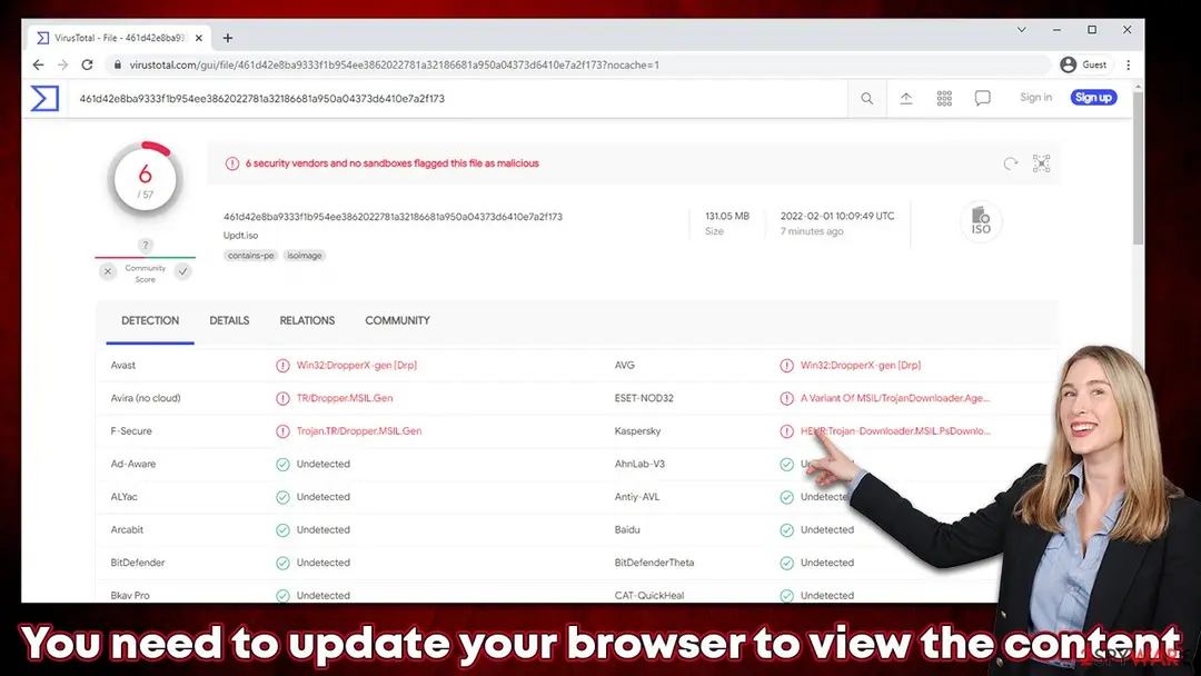 You need to update your browser to view the content: scam