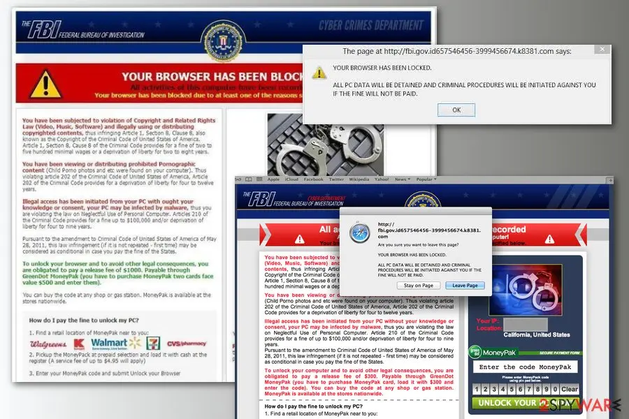 Your browser has been blocked: scam examples