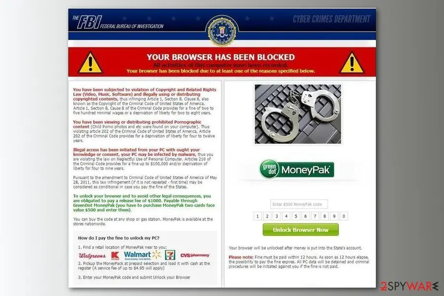 Your browser has been blocked: screenshot