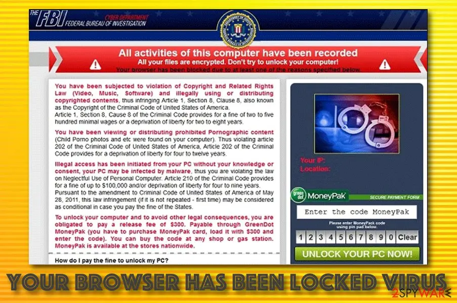 Your browser has been locked: virus