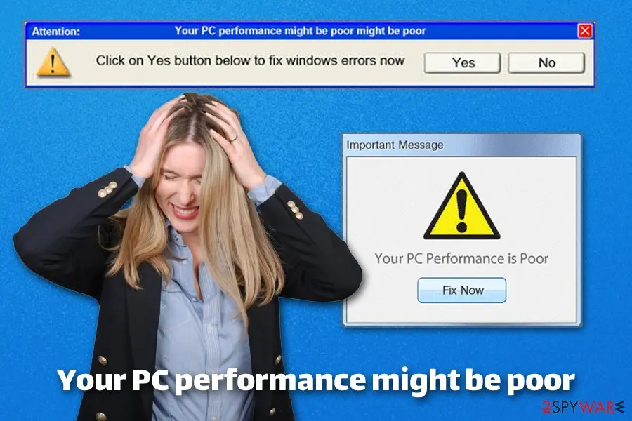 Your PC performance might be poor: scam ad adware fake alert