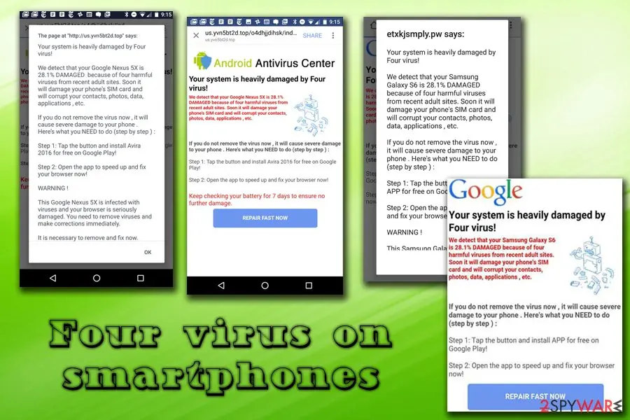 Four virus: your windows computer is infected with es scam smartphones