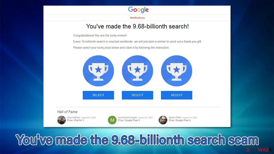 You've made the 9.68-billionth search scam: youve made the 9 68 billionth search scam