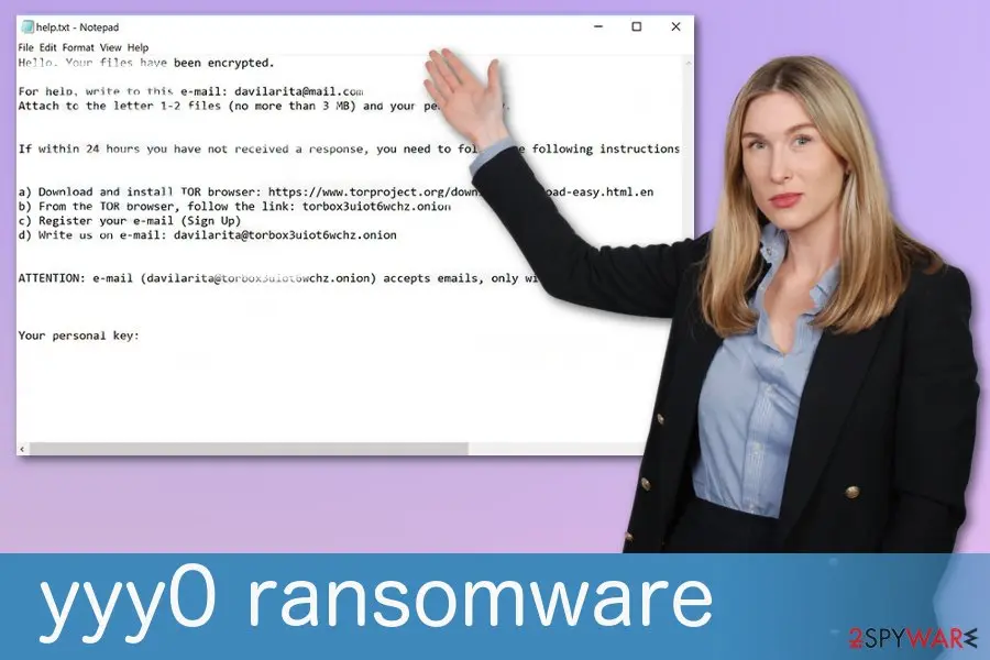 Screenshot of yyy0 ransomware: 1