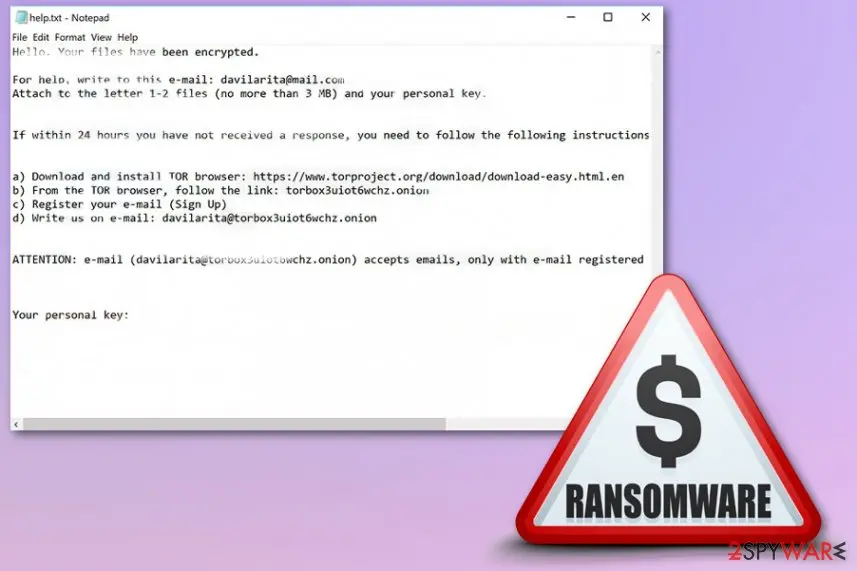 Screenshot of yyy0 ransomware: virus