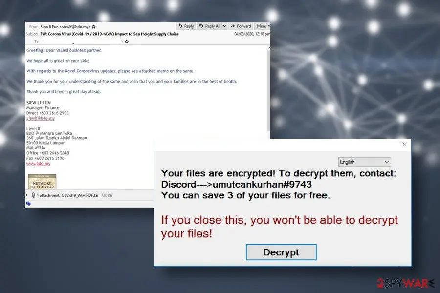 Screenshot of Zeronine ransomware: screenshot