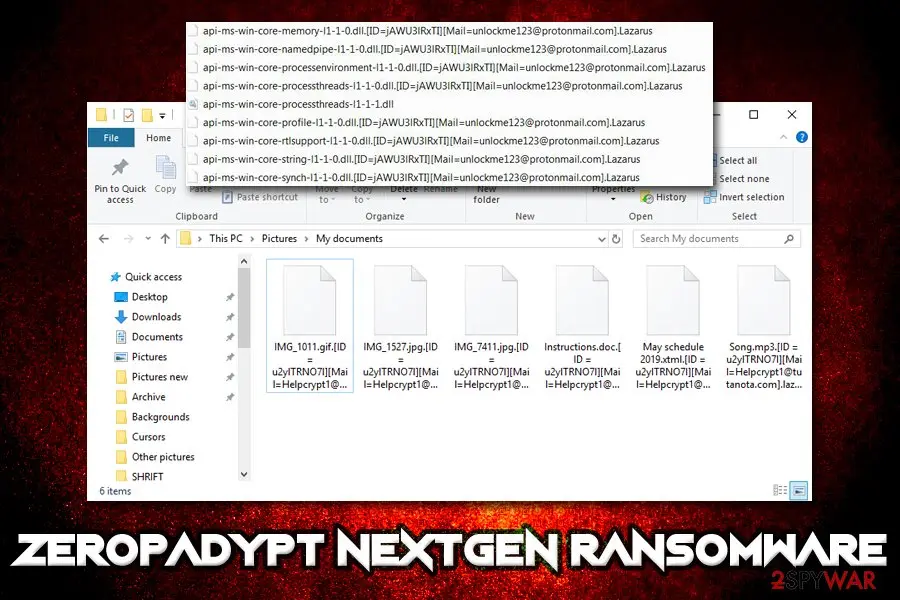 Zeropadypt NextGen: ransomware encrypted files