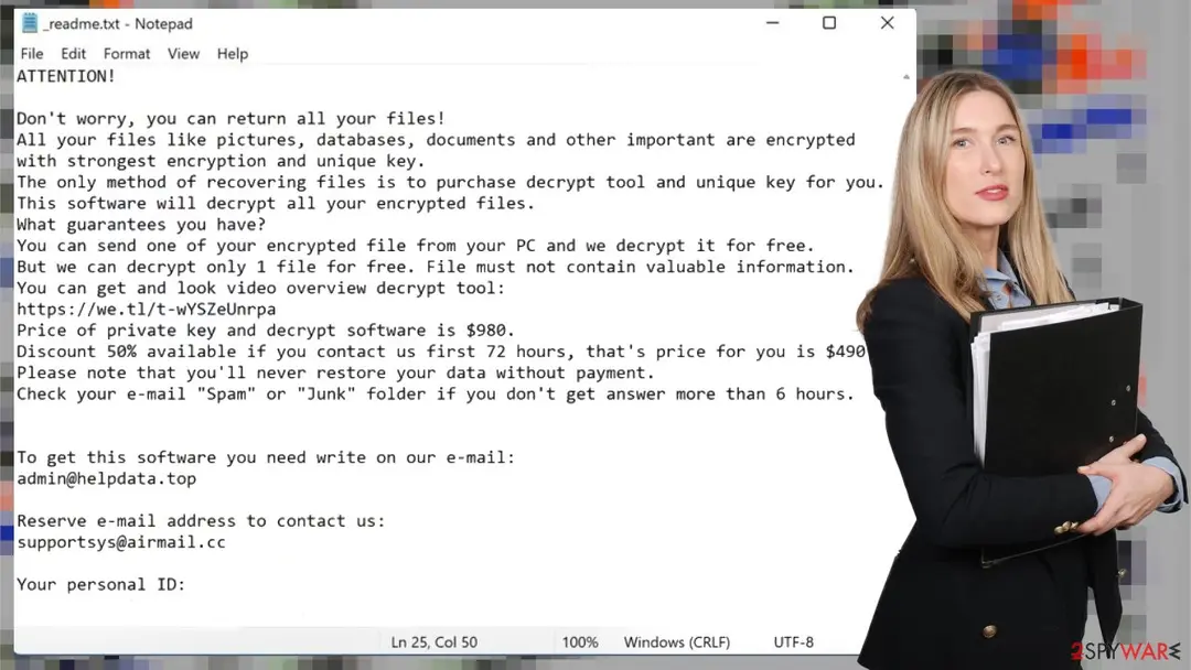 Screenshot of Zfdv ransomware: virus