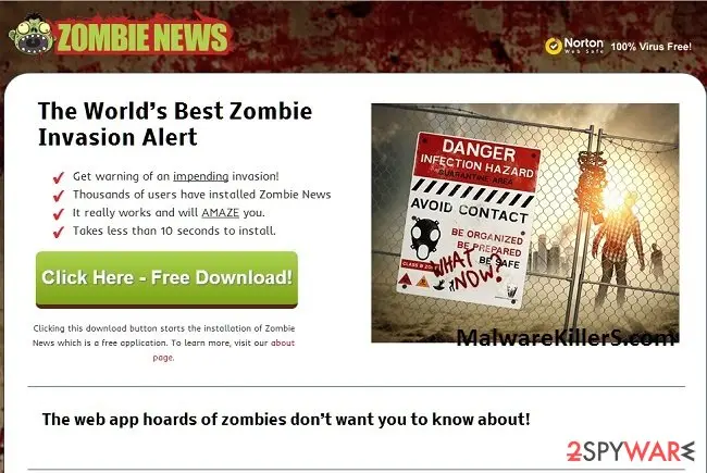 Zombie News adware: screenshot