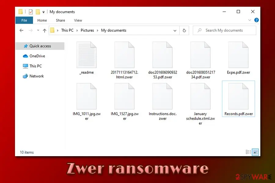 Zwer ransomware: encrypted files