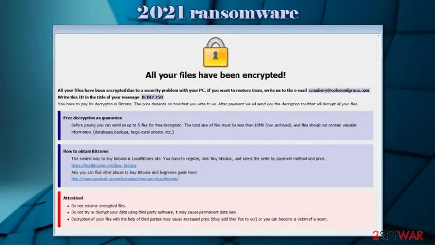 2021 ransomware: dharma variant