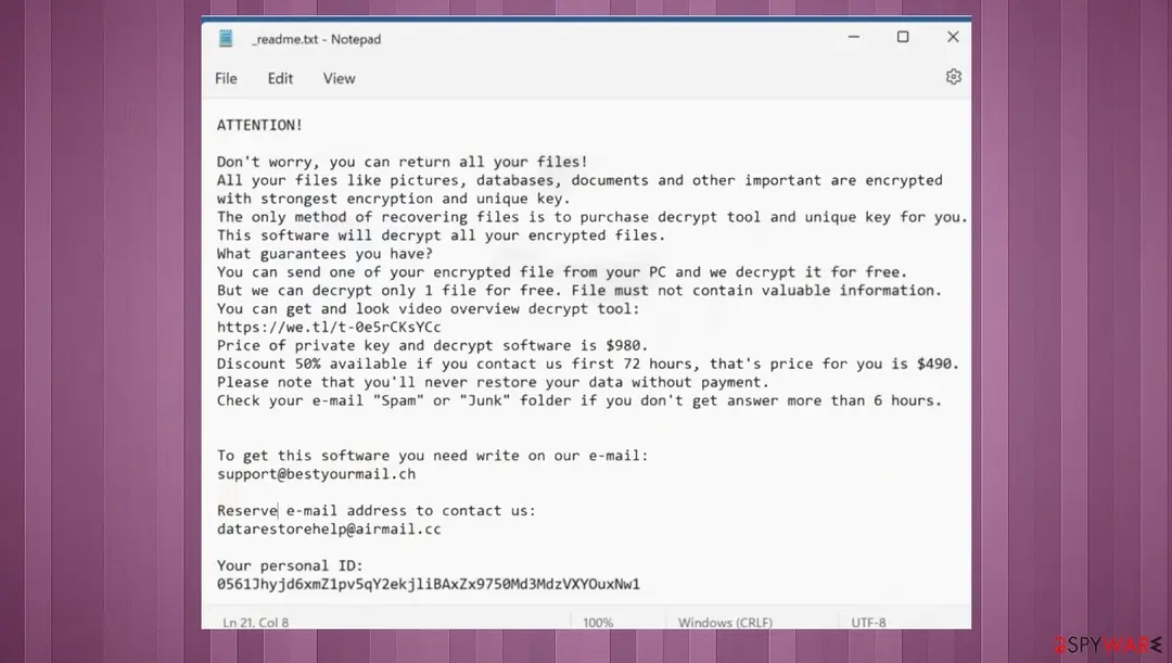 Screenshot of Aabn ransomware: screenshot