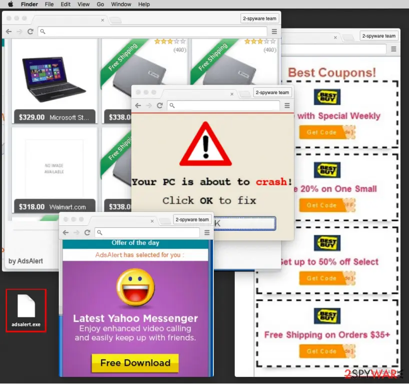 Screenshot of AdsAlert: adware infection