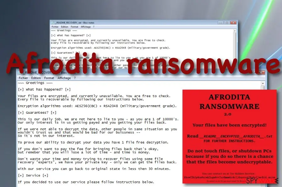 Screenshot of Afrodita ransomware: screenshot
