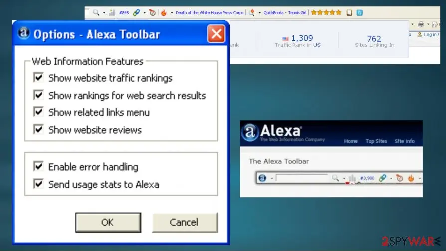 Screenshot of Alexa Toolbar: virus