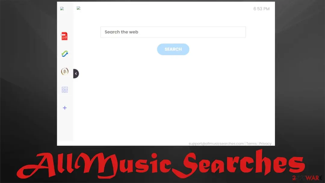 Screenshot of AllMusicSearches: browser hijacker