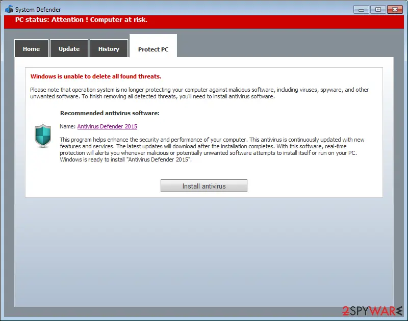 Antivirus Defender 2015: screenshot