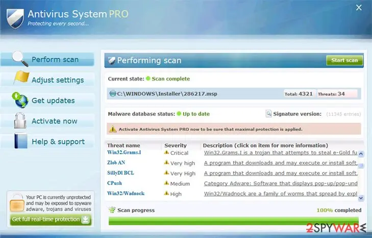 Antivirus System Pro: virus