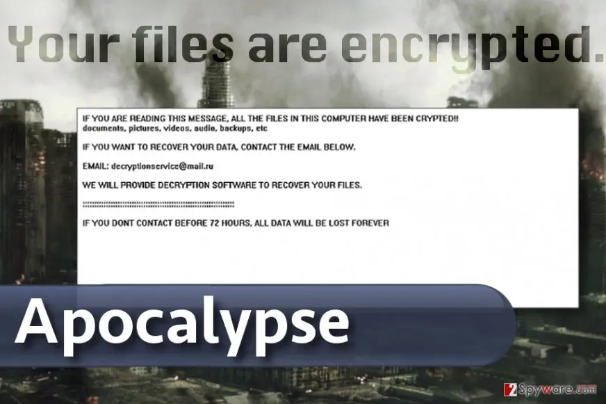 Apocalypse ransomware virus: note