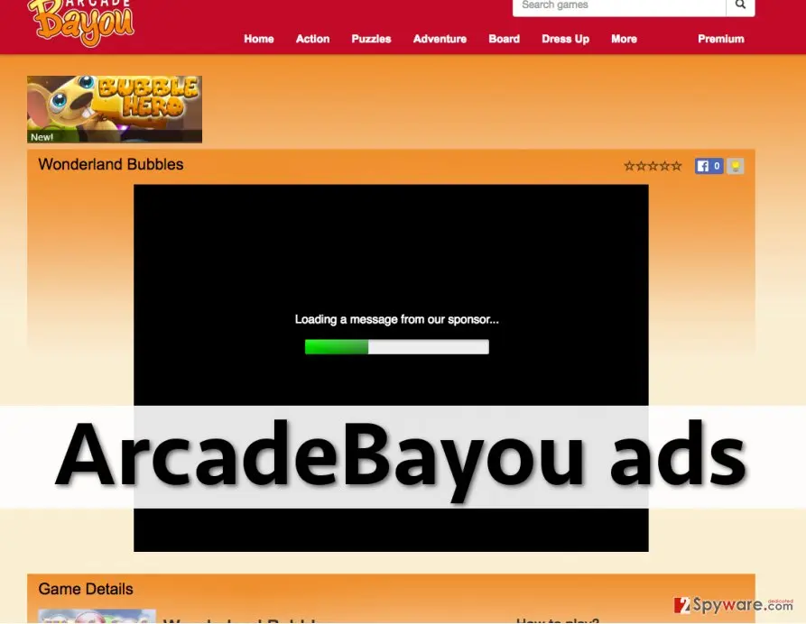 ArcadeBayou ads: arcadebayou virus